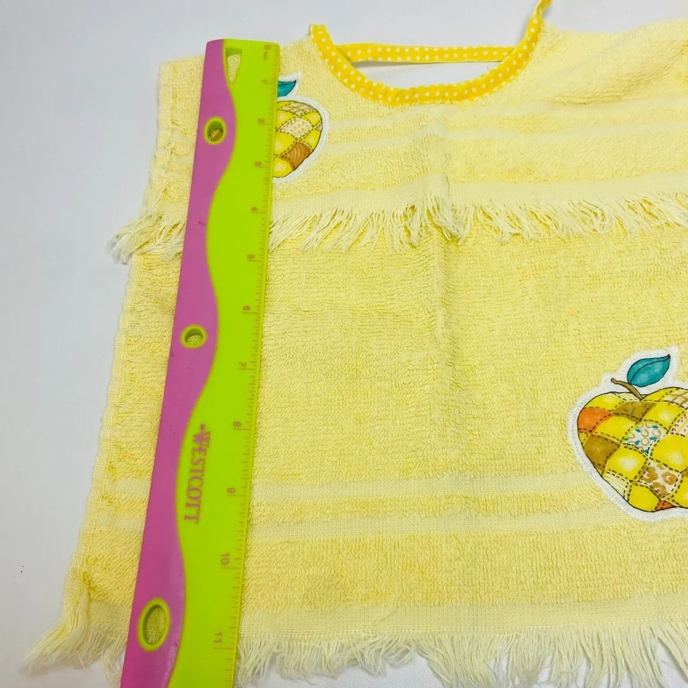 Vintage St. Mary's Embroidered Apple Baby Tie Bib Terrycloth Yellow‎ 70s Towel